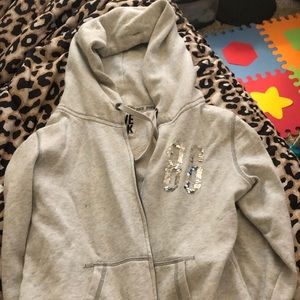 Grey Sparkly Love pink jacket.